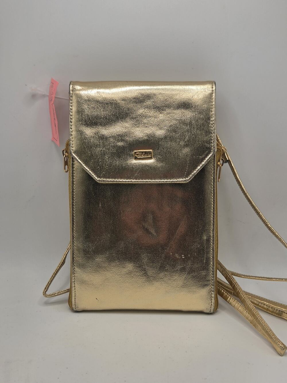 Classics Metallic Gold Crossbody Wallet Purse Travel Golden Shimmery Minimalist